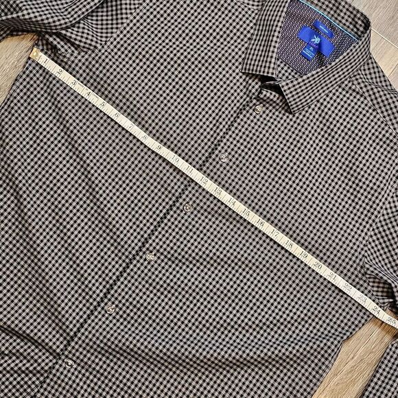 XL EGARA Men’s No-Iron Long Sleeve w/Flip Cuff Button Down Shirt Grey Check - Picture 4 of 12